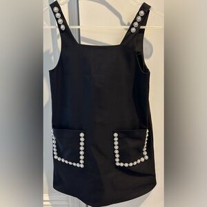 Zara Girls Jewel Pocket Black Pinafore Dress Size 9
